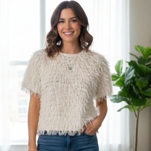 Zara Cream Fringe Kids Top Sz 9Y